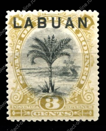 Лабуан 1894-1896 гг. • Gb# 64(Sc# 51) • 3 c. • надпечатка на осн. выпуске Сев. Борнео • пальма • MH OG F-VF