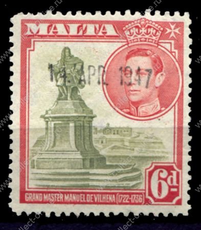 МАЛЬТА 1938-43гг. SC# 199 / 6 d. / USED F-VF