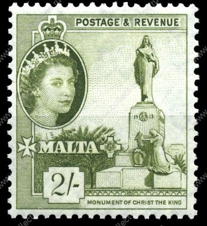 Мальта 1956-58 гг. • Gb# 278 • 2 sh. • Георг VI основной выпуск • Памятники и архитектура • MH OG XF • ( кат.- £13 )
