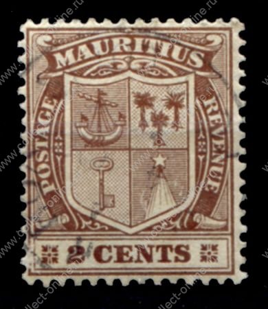 МАВРИКИЙ 1910г. SC# 138 / 2c. / USED F-VF / ГЕРБЫ ПАРУСА