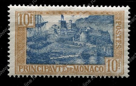 МОНАКО 1924-33гг. SC# 92 / 10 fr. БУХТА МОНАКО / MH OG F-VF / АРХИТЕКТУРА ПАРУСА