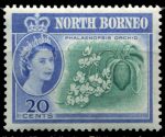 Северное Борнео 1961 г. Gb# 397 • 20 c. • Елизавета II осн. выпуск • Виды и фауна • орхидея-бабочка • MH OG XF