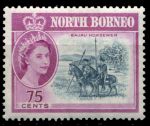 Северное Борнео 1961 г. Gb# 402 • 75 c. • Елизавета II осн. выпуск • Виды и фауна • конные воины • MH OG XF ( кат. - £16 )