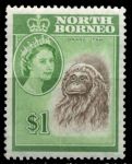 Северное Борнео 1961 г. Gb# 403 • $1 • Елизавета II осн. выпуск • Виды и фауна • орангутан • MH OG XF ( кат. - £15 )