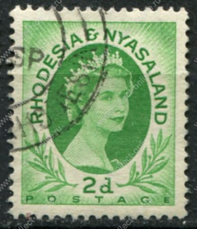 Родезия и Ньясаленд 1954-1956 гг. • Gb# 3 • 2 d. • Елизавета II • стандарт • Used VF