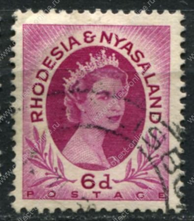 Родезия и Ньясаленд 1954-1956 гг. • Gb# 7 • 6 d. • Елизавета II • стандарт • Used VF