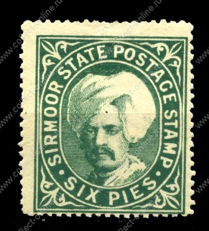 Индия • Сирмур 1885-1896 гг. • Gb# 7 • 6 p. • раджа Шамшер Паркаш • MH OG VF