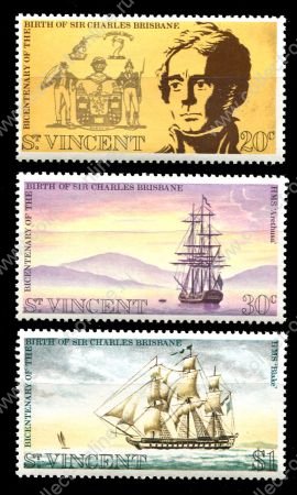 Сент-Винсент 1972 г. • Sc# 341-3 • 20 c. - $1 • Чарльз Брисбен • полн. серия • MNH OG VF