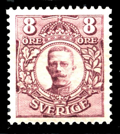 ШВЕЦИЯ 1910-9гг. SC# 79 / 8 o. КОРОЛЬ ГУСТАВ V / MNH OG F-VF