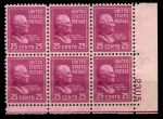 США 1938г. SC# 829 / 20c. / СТАНДАРТ ПРЕЗИДЕНТЫ ДЖ. ГАРФИЛД / MNH OG VF / № блок 6 марок