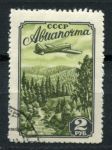 СССР 1955 г. • Сол# 1800A • 2 руб. • Самолёт над тайгой • лин. 12.5 • авиапочта • Used(ФГ) OG VF