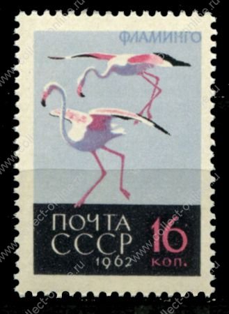 СССР 1962 г. • Сол# 2794 • 16 коп. • Птицы • фламинго • MNH OG VF