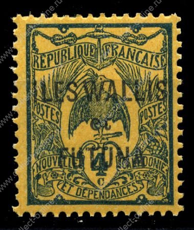 Уоллис и Футуна 1920 г. • Iv# 3 • 4 c. • надп. на марках Новой Каледонии • стандарт • MNH OG VF