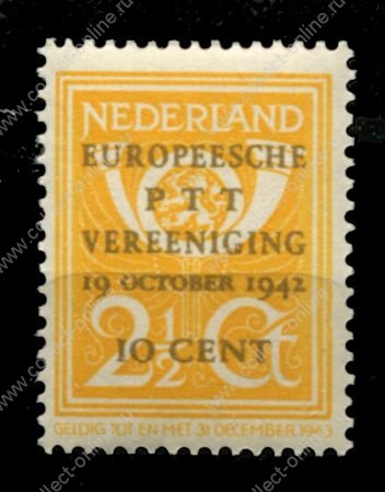 Нидерланды 1942 г. • Mi# 404 • 2½ c. • Европейская конференция по связи • MNH OG VF