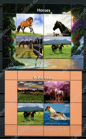 Демократическая Республика Конго 2011 г. • Mi# .. • лошади • 2 блока • MNH OG VF