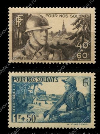 Франция 1940 г. • Iv# 451-452 • Для фонда помощи воинам • MNH OG VF