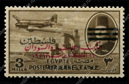Египет • для Палестины 1953 г. • Sc# NC26 • 3 m. • надпечатка на арабском • авиапочта • MH OG VF