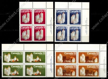 Канада 1972 г. • Sc# 606-609 • 6 - 15 c. • Рождество • полн. серия • кв. блоки • MNH OG XF+
