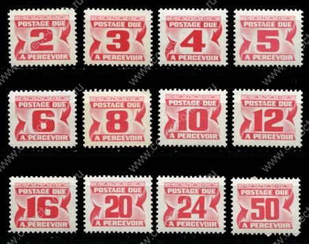 Канада 1969-1978 гг. • Sc# J29-40 • 2 - 50 c. • доплата • 12 марок • MNH OG VF