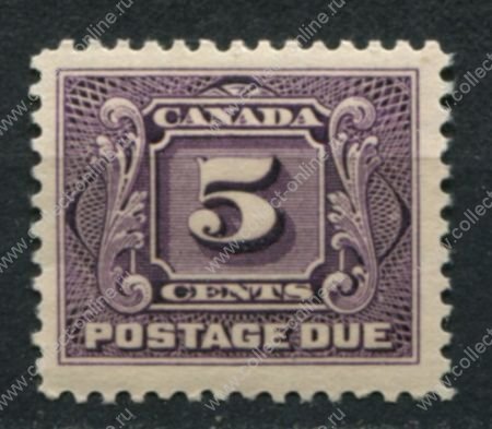 Канада 1906-1928 гг. • Sc# J4 • 5 c. • перф. 12 • доплата • MLH OG VF ( кат. - $25 )