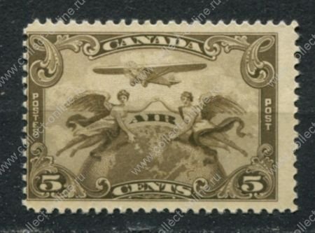 Канада 1928 г. • Sc# C1 • 5 c. • аэроплан над глобусом • авиапочта • MH OG F-VF ( кат. - $15 )
