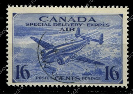 Канада 1942 г. • Sc# CE1 • 16 c. • самолет над плотиной • авиапочта • Used VF