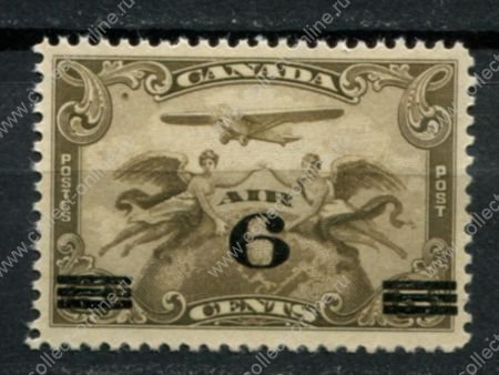Канада 1932 г. • Sc# C3 • 6 на 5 c. • надп. нов. номинала • авиапочта • MLH OG VF ( кат. - $12 )