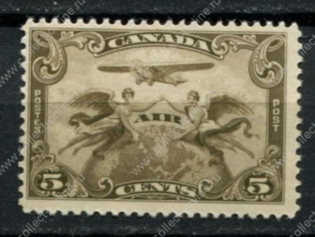Канада 1928 г. • Sc# C1 • 5 c. • аэроплан над глобусом • авиапочта • MH OG VF ( кат. - $15 )