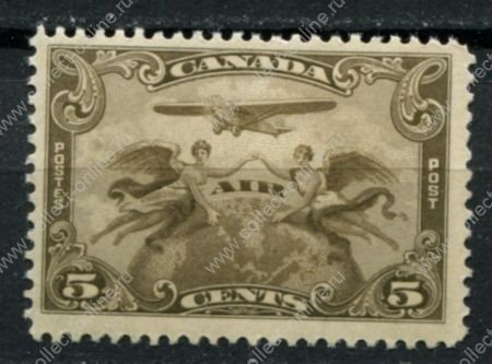 Канада 1928 г. • Sc# C1 • 5 c. • аэроплан над глобусом • авиапочта • MH OG VF ( кат. - $15 )