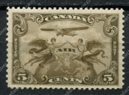 Канада 1928 г. • Sc# C1 • 5 c. • аэроплан над глобусом • авиапочта • MH OG VF ( кат. - $15 )
