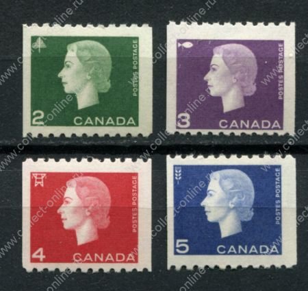 Канада 1962-1963 гг. • SC# 406-409 • 2 - 5 c. • Елизавета II • из рулонов • стандарт • полн. серия • MH OG VF ( кат. - $20- )