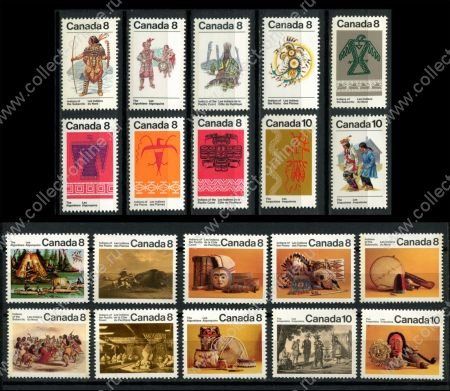Канада 1972-1976 гг. • Sc# 562-581 • коренные народы Канады • индейцы разных территорий • полн. серия • MNH OG VF