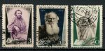 СССР 1935 г. • Сол# 523-5 • 3 - 20 коп. • Л. Н. Толстой • 125 лет со дня рождения • перф. - Л 11 • полн. серия • Used VF