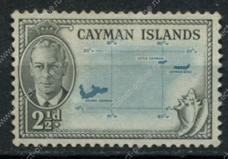 Каймановы о-ва 1950 г. • Gb# 140 • 2½ d. • Георг VI • 2-й осн. выпуск • карта островов • MNG VF