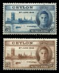 Цейлон 1946 г. Gb# 400-401 • 6 и 15 c. • Выпуск Победы • полн. серия • MH OG VF