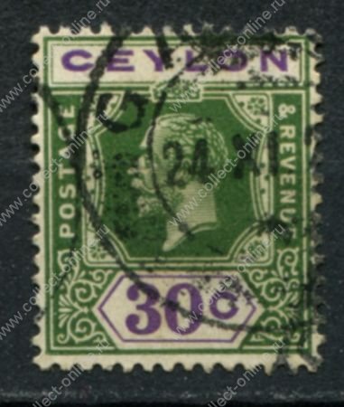 Цейлон 1921-1932 гг. • Gb# 352 • 30 c. • Георг V • стандарт • Used VF