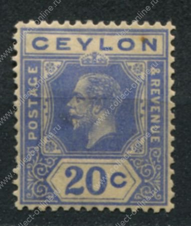 Цейлон 1921-1932 гг. • Gb# 350 • 20 c. • Георг V • стандарт • MH OG VF