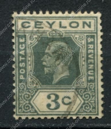 Цейлон 1921-1932 гг. • Gb# 340 • 3 c. • Георг V • стандарт • Used VF