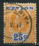 Цейлон 1912-1925 гг. • Gb# 312 • 25 c. • Георг V • стандарт • Used VF