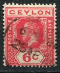 Цейлон 1912-1925 гг. • Gb# 308 • 6 c. • Георг V • стандарт • Used VF