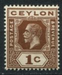 Цейлон 1912-1925 гг. • Gb# 301 • 1 c. • Георг V • стандарт • MH OG VF