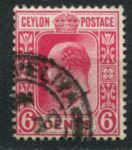 Цейлон 1908 г. • Gb# 291 • 6 c. • Эдуард VII • стандарт • Used VF