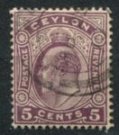 Цейлон 1908 г. • Gb# 289 • 5 c. • Эдуард VII • стандарт • Used VF