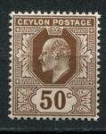 Цейлон 1910-1911 гг. • Gb# 296 • 50 c. • Эдуард VII  • стандарт • MH OG VF ( кат. - £6 )