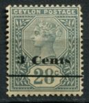 Цейлон 1892 г. • Gb# 243 • 3 на 28 c. • надпечатка нов. номинала • MH OG VF