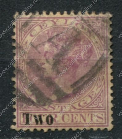 Цейлон 1888-1890 гг. • Gb# 204 • 2 на 4 c. • надпечатка нов. номинала • Used VF
