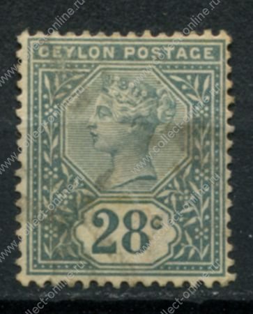 Цейлон 1886 г. • Gb# 199 • 28 c. • королева Виктория • стандарт • Used VF