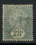 Цейлон 1886 г. • Gb# 199 • 28 c. • королева Виктория • стандарт • Used VF