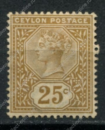 Цейлон 1886 г. • Gb# 198 • 25 c. • королева Виктория • стандарт • MH OG VF ( кат. - £8 )