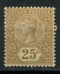 Цейлон 1886 г. • Gb# 198 • 25 c. • королева Виктория • стандарт • MH OG VF ( кат. - £8 )